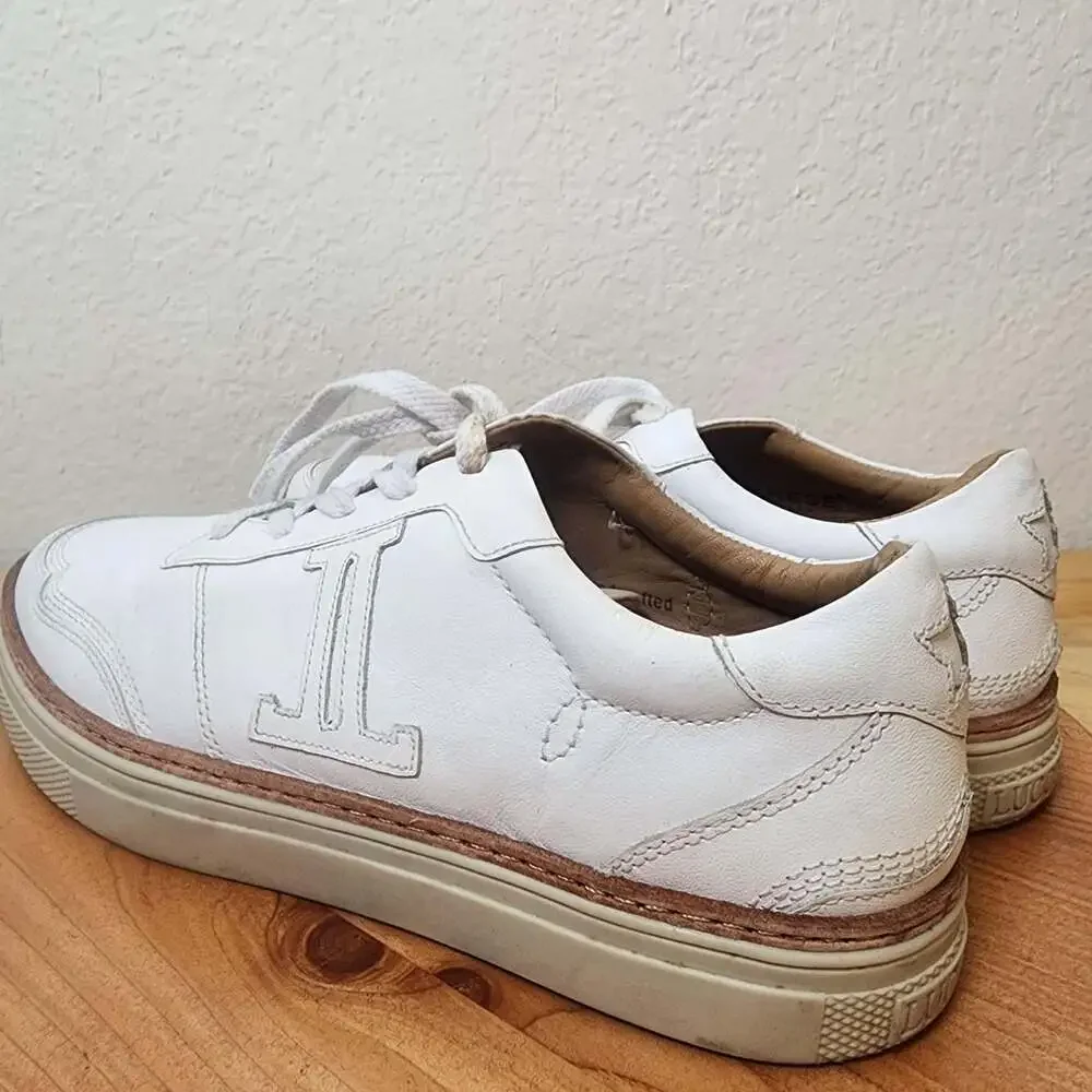 Lucchese 62013 Shoes Womens Size 9 White Leather Handcrafted Low Top Sneakers